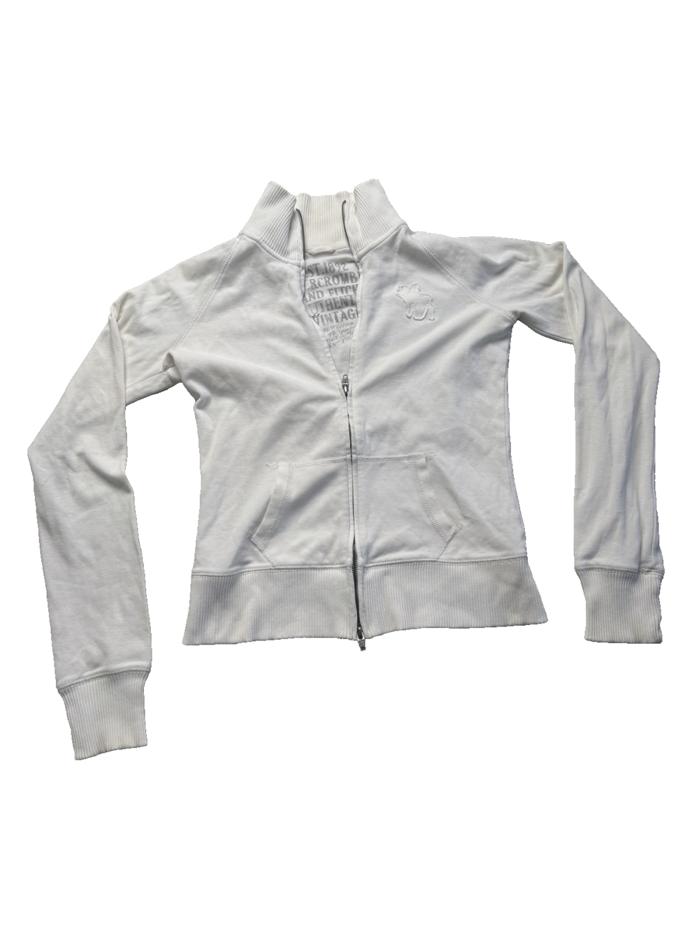 Abercrombie & Fitch Jacket Womens Large White Full Zip Mock Neck Stretch Casual
